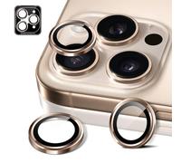 MiRowy Protector de Lente Cámara Compatible con iPhone 16 Pro/iPhone 16 Pro Max, Vidrio Templado 9H Individuo Metal Cámara Protector Film, HD Transparente Protección Cámara, Titanio color desierto