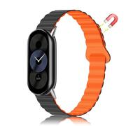 MiRowy Silicona Correa para Xiaomi Smart Band 10, Magnética Silicona Pulseras de Repuesto para Xiaomi Mi Band 9/8 (Gris/Naranja)