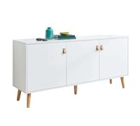 Miroytengo Anzio Aparador de salón con 3 Puertas y Patas de Madera de Pino 140x68x35 cm Color Blanco Mate