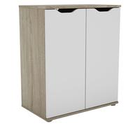 Miroytengo Aparador 2 Puertas, Buffet, Armario de Almacenamiento Parc Salón Moderno Blanco Mate y Roble Sonoma 67x79x38 cm Madera claro - Blanco -