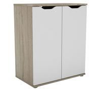 Miroytengo Aparador 2 Puertas, Buffet, Armario de Almacenamiento PARC Salón Moderno Blanco Mate y Roble Sonoma 67x79x38 cm