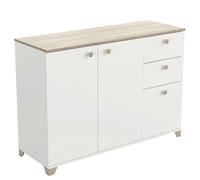 Miroytengo Aparador Izzy Salón Comedor Blanco Mate y Roble Kronberg 82x120x42 cm - Diseño Moderno y Elegante