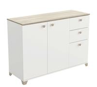 Miroytengo Aparador Izzy Salón Comedor Blanco Mate y Roble Kronberg 82x120x42 cm - Diseño Moderno y Elegante Blanco/ Madera -
