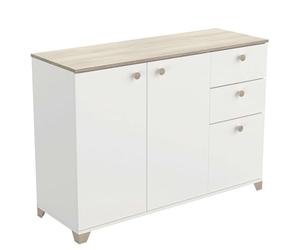Miroytengo Aparador Izzy Salón Comedor Blanco Mate y Roble Kronberg 82x120x42 cm - Diseño Moderno y Elegante