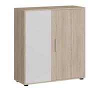 Miroytengo Aparador Salón ROM Comedor 2 Puertas 1 Estante Estilo Nórdico en Color Blanco y Roble Sonoma 80 cm