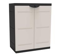 Miroytengo Armario 2 Puertas y 2 Estantes Internos, Armario Bajo de Exterior, Armario de Resina Titanium Negro 70x88x41 cm Negro -