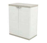 Miroytengo Armario 2 Puertas y 2 Estantes Internos, Armario Bajo de Exterior, Armario de Resina Titanium Beige 70x88x41 cm Beige