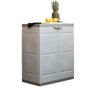 Miroytengo Armario 2 Puertas y 2 Estantes Internos, Armario Bajo de Exterior, Armario de Resina Titanium Beige 70x88x41 cm