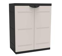 Miroytengo Armario 2 Puertas y 2 Estantes Internos, Armario Bajo de Exterior, Armario de Resina Titanium Negro 70x88x41 cm