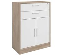 Miroytengo Armario Archivador, Armario de Oficina Medio Veltis, 2 cajones Melamina Roble Japonés y Blanco Mate 79x106x40 cm