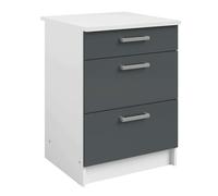 Miroytengo Armario Bajo Cocina 3 Cajones, Módulo Cocina Bajo Blanco y Gris Brillante 60x84x60 cm