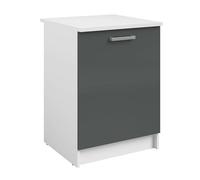 Miroytengo Armario Bajo Cocina, Módulo Inferior Vetro 1 Puerta Gris Brillante y Blanco 60x84x60 cm