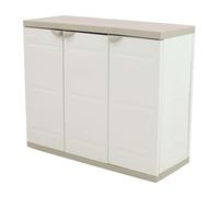 Miroytengo Armario Bajo de Jardín Titanium, Armario 2 Puertas y 2 Estantes Exterior Beige 105x80x41 cm