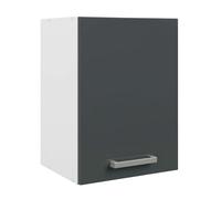 Miroytengo Armario Colgante de Cocina de Pared, Armario Alto con 1 Puerta Vetro Gris Brillante y Blanco 60x55x33 cm