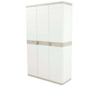 Miroytengo Armario de Jardín 3 Puertas Titanium, Armario de Resina 4 Estantes Regulables Beige 105x176x41 cm Beige -