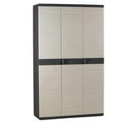 Miroytengo Armario de Jardín 3 Puertas Titanium, Armario de Resina 4 Estantes Regulables Negro 105x176x41 cm