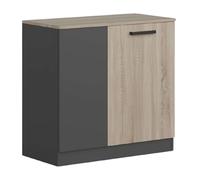 Miroytengo Armario de Oficina Bajo, Armario 2 Puertas, Multifuncional Oficina Nibis Roble Sonoma y Gris Antracita 80x78x40 cm