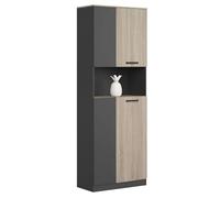 Miroytengo Armario de Oficina Nibis 2 Puertas Cuenta con 1 Hueco de Almacenamiento en el Centro Roble Sonoma y Gris Antracita 80x223x40 cm