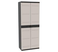 Miroytengo Armario de Resina Titanium, Armario de Jardín 2 Puertas y 4 Estantes Regulables Negro 70x176x41 cm