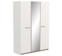 Miroytengo Armario Dormitorio Watson con Espejo 3 Puertas Color Blanco Mate y Roble Kronberg 134x192 cm