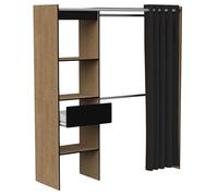 Miroytengo Armario Extensible 2 Barras Colgadoras con Estantes y Cajón 187x168x50 cm