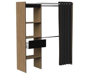 Miroytengo Armario Extensible 2 Barras Colgadoras con Estantes y Cajón 187x168x50 cm