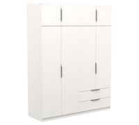 Miroytengo Armario Ghost Grande, Vestidor con Diferentes Compartimentos, 8 Puertas y 2 Cajones, Blanco Mate o Roble Kronberg o en Blanco y Roble 203x158x51 cm