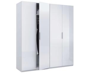 Miroytengo Armario grande en blanco con cuatro puertas habitación dormitorio 180x200x52 cm Blanco -