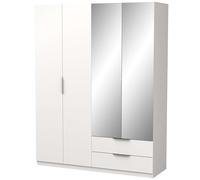 Miroytengo Armario Grande Ghost 4 Puertas 2 Cajones Color Blanco Mate con Espejos 203x157 cm