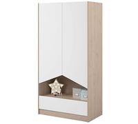 Miroytengo Armario Juvenil Child De 2 Puertas Y Cajón En Color Roble Jackson Y Blanco Mate Dormitorio Moderno