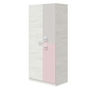 Miroytengo Armario Juvenil Rose Melamina Blanco Alpes y Rosa, Diseño Moderno y Juvenil para Habitación 90x200x52 cm