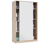 Habitdesign Armario 2 Puertas Correderas y Estantes, 200x120x50 (AltoxAnchoxFondo - en cm). Ropero Dormitorio Principal, Armario Infantil, Color Blanco Artik y Roble Canadian