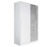Miroytengo Armario Moderno MAX Dormitorio con Puerta Corredera Color Blanco y Gris Cemento 120x200 cm