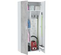 Miroytengo Armario multiusos alto 2 puertas mueble auxiliar color blanco Artik y gris cemento almacenaje 182x80x37 cm