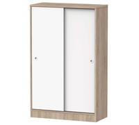 Miroytengo Armario Multiusos Bajo 2 Puertas Correderas Roble Cambrian y Blanco 74x33 cm Blanco/ Madera -