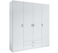 Miroytengo Armario Roma Blanco Mate 4 Puertas Batientes y 2 Cajones para Habitación Dormitorio 216x198x53 cm