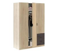 Miroytengo Armario Ropero Dormitorio Andy Estilo Industrial Color Roble Canadian y Marrón 121x180 cm