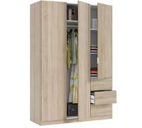 Miroytengo Armario Ropero Grande Dormitorio 3 Puertas y 3 Cajones en Color Roble Canadian 200x135x52 cm Madera Claro -