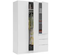 Miroytengo Armario Ropero Habitación Dormitorio Grande con 3 Puertas y 3 Cajones Color Blanco Mate 200x135x52 cm Blanco -