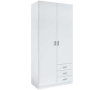 Miroytengo Armario Ropero Roma con 3 cajones 2 Puertas Blanco, Armario Vestidor Habitación Matrimonio o Juvenil 216x100x53 cm