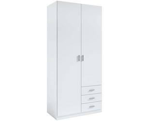Miroytengo Armario Ropero Roma con 3 cajones 2 Puertas Blanco, Armario Vestidor Habitación Matrimonio o Juvenil 216x100x53 cm
