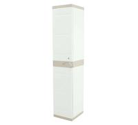 Miroytengo Armario Taquilla de Resina Titanium, Armario Alto de Jardín 1 Puerta 2 Baldas Beige 35x176x41 cm Beige -