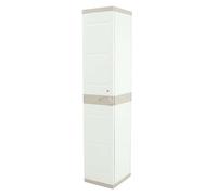 Miroytengo Armario Taquilla de Resina Titanium, Armario Alto de Jardín 1 Puerta 2 Baldas Beige 35x176x41 cm