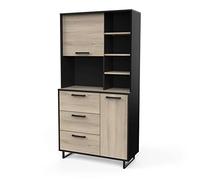 Miroytengo Buffet Alto de Cocina Roma Color Roble Kronberg y Negro Mate 180x92x40 cm