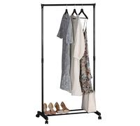 Miroytengo Burro de ropa perchero de Estancia Moderna en color Negro con ruedas y 2 barras para zapatos 75x157x42 cm