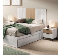 Miroytengo Cabecero De Cama con Mesitas Arles Blanco Albo y Roble Rayado 159 cm