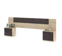 Miroytengo Cabecero de Cama con Mesitas de Noche Andy Estilo Industrial Color Roble Canadian y Marrón 247 cm