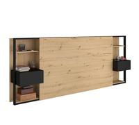 Miroytengo Cabecero Dormitorio Matrimonio Stamp en Color Roble y Negro 255x103x36