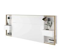 Miroytengo Cabecero Line de Matrimonio con Cajones y Almacenaje con Mesitas Integradas Blanco y Roble (255cm)