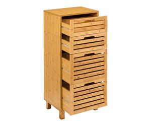 Miroytengo Cajonera Auxiliar 4 Cajones Sicela Marrón 40x98x30cm en Bambú, Diseño Moderno y Funcional, Almacenamiento Óptimo, Para Cualquier Estancia Marrón -